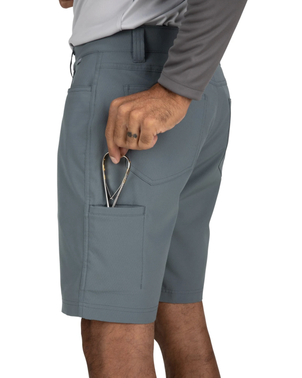 Water-resistant Simms Skiff Shorts ideal for wet environments.